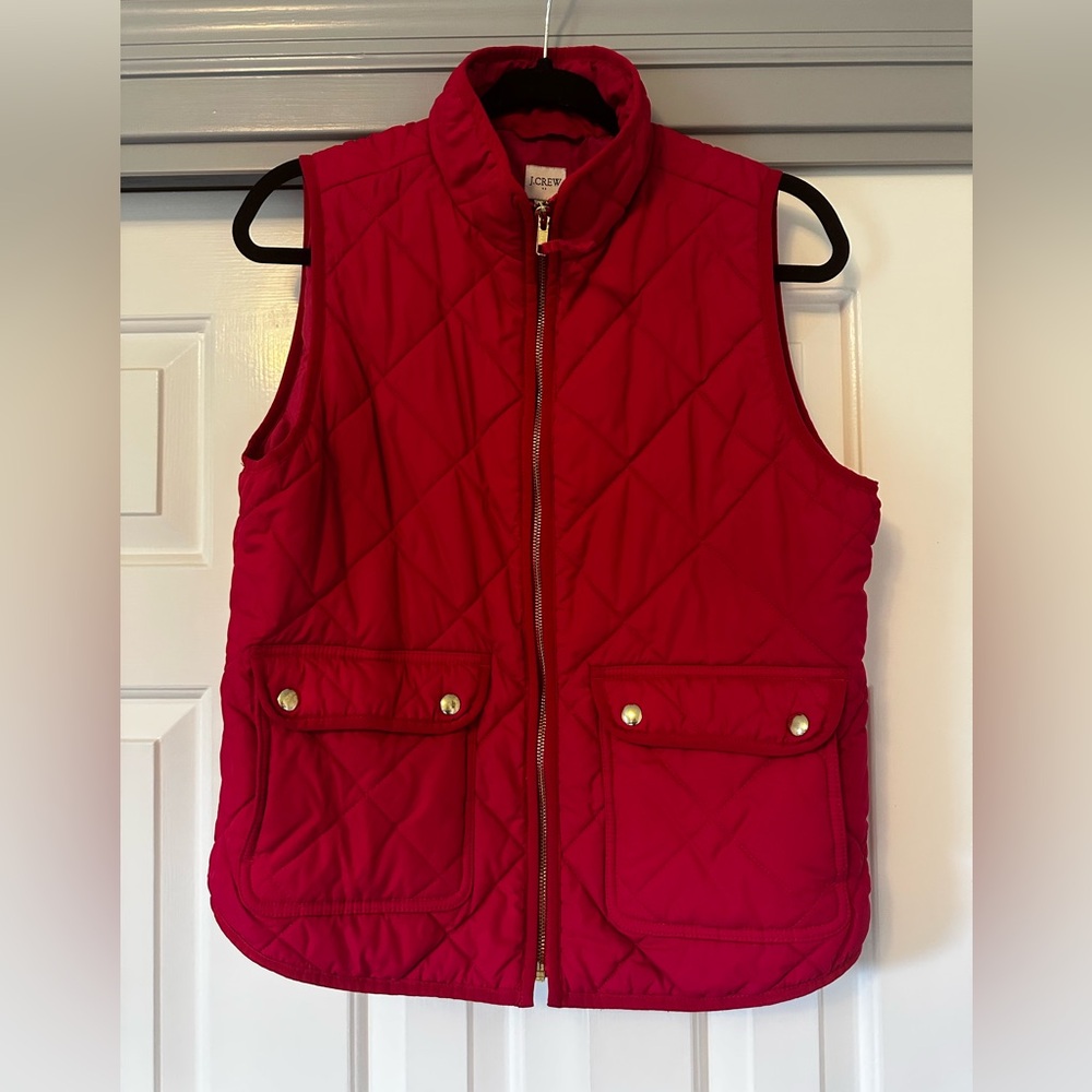 J. Crew Vibrant Fuchsia Quilted Vest